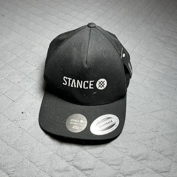 Stance Icon 6 Panel Snapback Hat Black Adult Adjustable Cap NWT