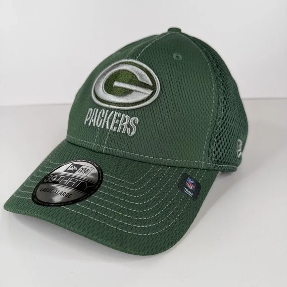 Green Bay Packers Fitted Hat L/XL Cap Mens Green NFL Football New Era 39Thirty