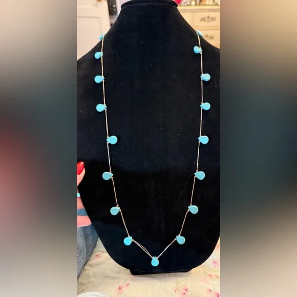 Stella & Dot | [Retired] Delicate Threaded Silk Turquoise Necklace EUC