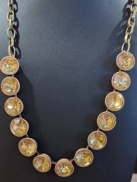 J. Crew Gold-Tone Chain Necklace with Yellow Crystal Drops