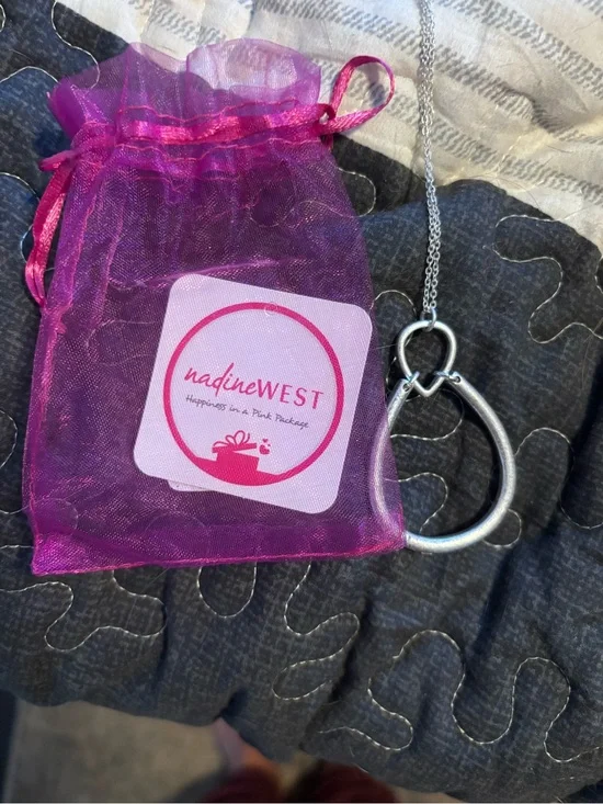 Nadine West Brushed Silver Open Layered Teardrop Pendant Necklace