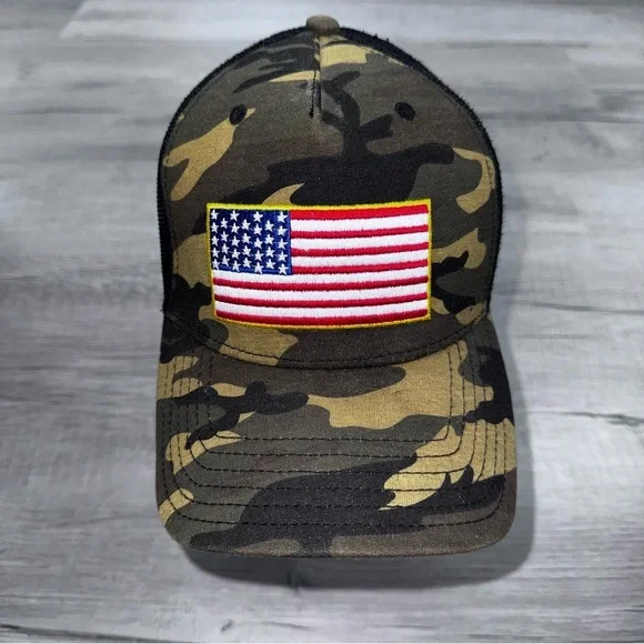 Camouflage American Flag Snapback Trucker Hat Cap- Ugly Stuff Supply Brand Camo