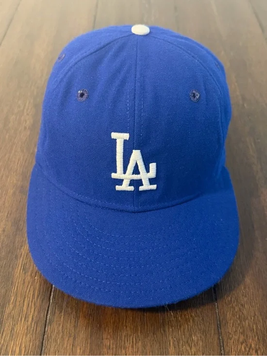 Vintage Los Angeles Dodgers New Era Pro Model Leather Dupont Visor Wool 7 3/8
