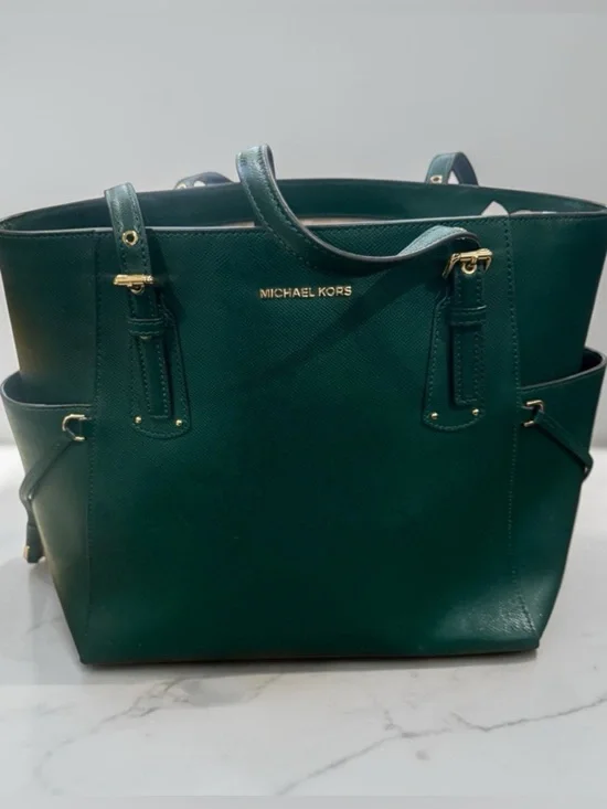 Michael Kors Green Leather Tote Bag