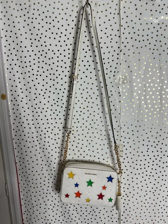 Michael Kors White Crossbody Bag with Multicolor Star Appliqués