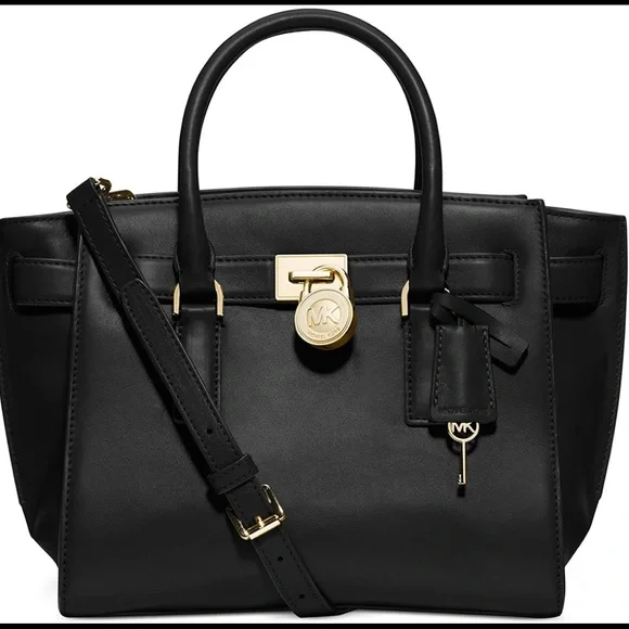 Michael Kors black leather Hamilton bag
