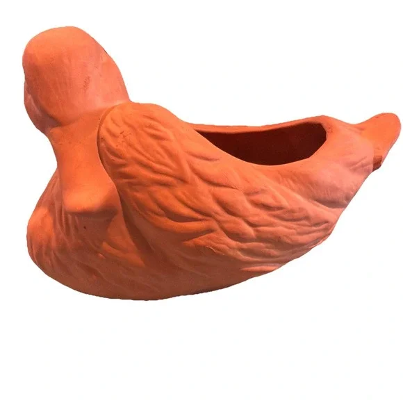 Vtg Terracotta Duck Mallard Planter 9