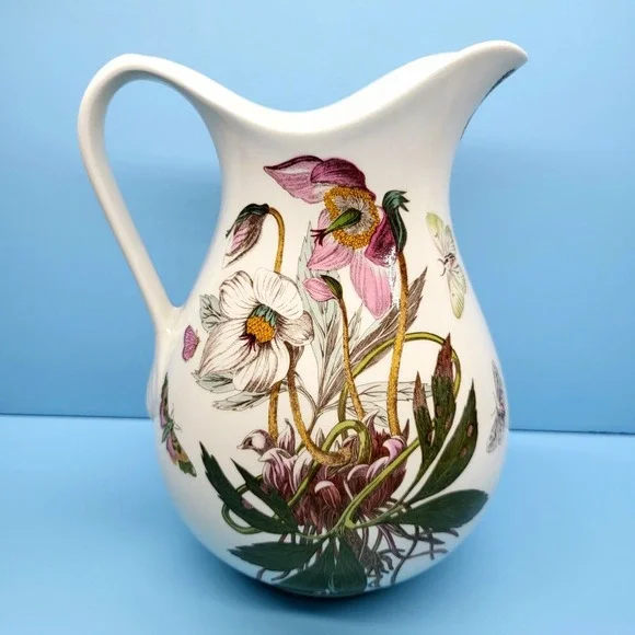 Portmeirion Botanic Christmas Rose Pitcher Vase Vintage Cottagecore Floral