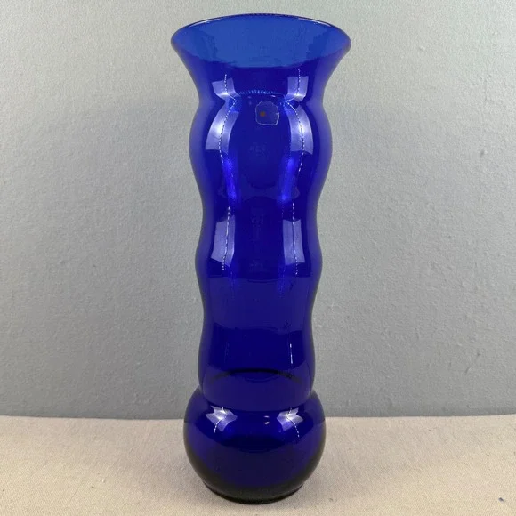 Blenko 9729 Cobalt Blue Ribbed Vase Matt Carter Label 15