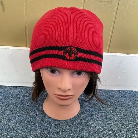 Boys youth hat with dragon logo on front of hat red & black