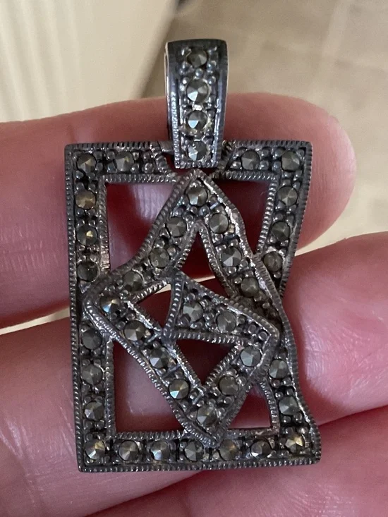 NWOT Sterling Silver 925 MARCASITE Unique Design Pendant