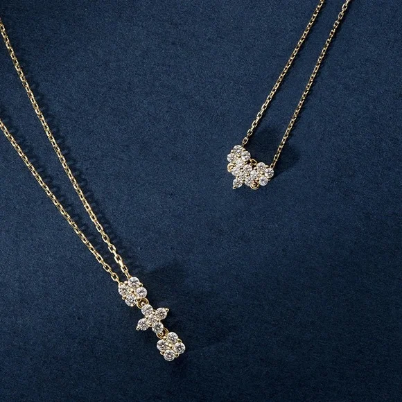 New two way wear 18k gold over silver cubic zirconia necklace