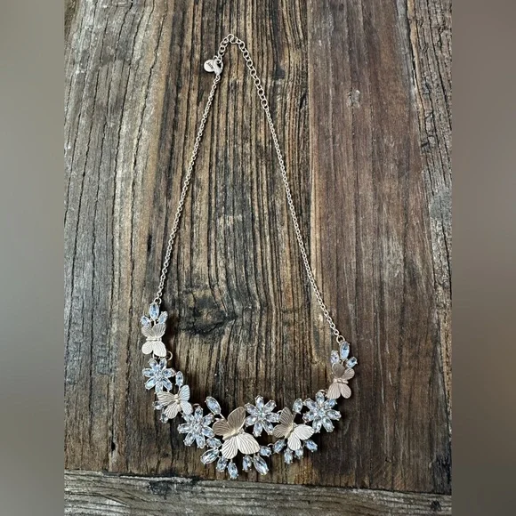 Delicate butterflies and Floral Gold Necklace
