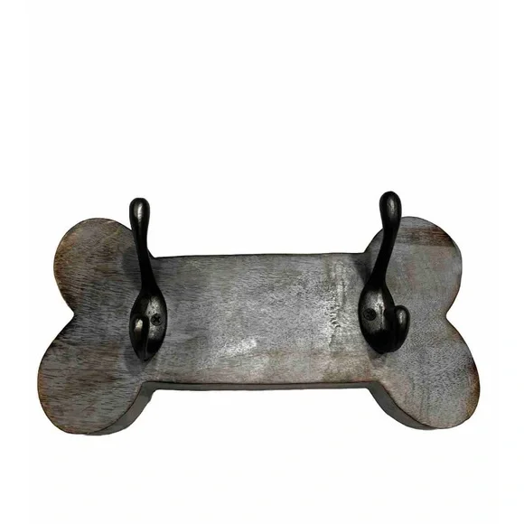 Dog Lead Leash Holder Key Coat Hanger 1 Inch Thick Wood 2 Hooks