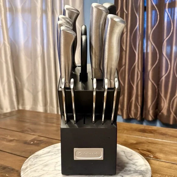 13pc Cuisinart Stainless Steel Knife Block Set Chef Culinary Kitchen Knives
