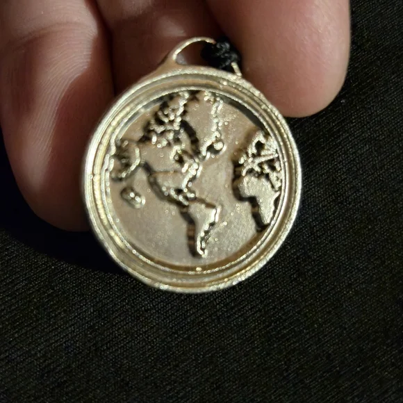 Silver‎ Map Pendant with 'Grace' Inscription