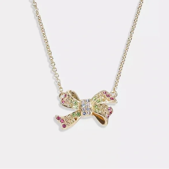 NWOT Coach Pave Bow Pendant Necklace MSRP $118