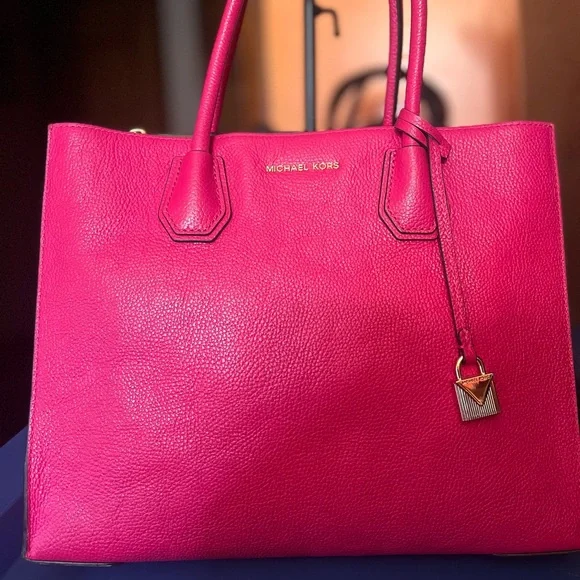 Michael Kors Pink Structured Tote Bag with Charm
