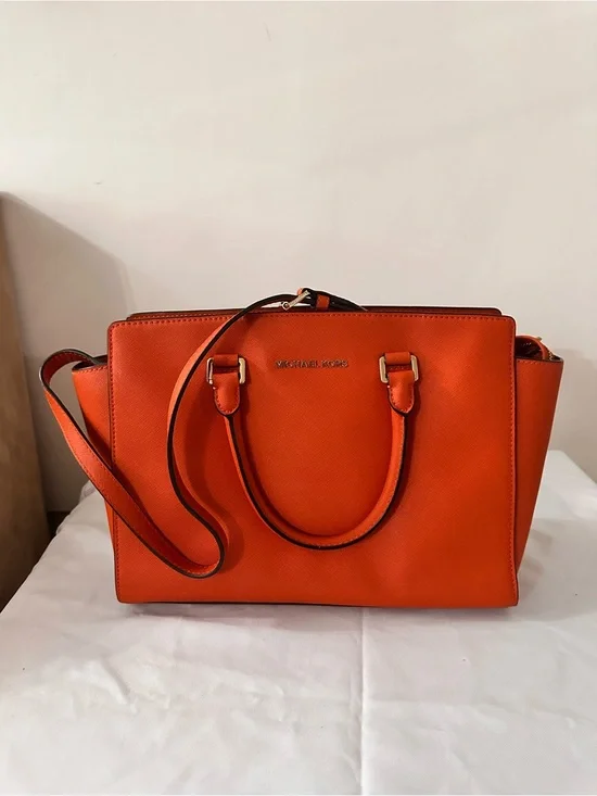 Michael Kors Bright Orange Saffiano Leather Satchel