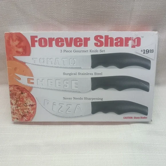 FOREVER SHARP 3 Piece Gourmet Knife‎ Set-Tomato, Pizza, Cheese