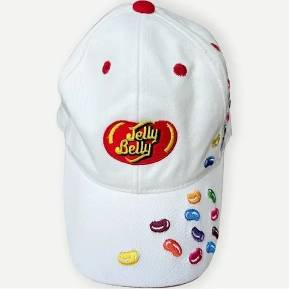 Jelly Belly Vintage Jellybeans Kids White Embroidered Novelty Baseball Cap. Hat.