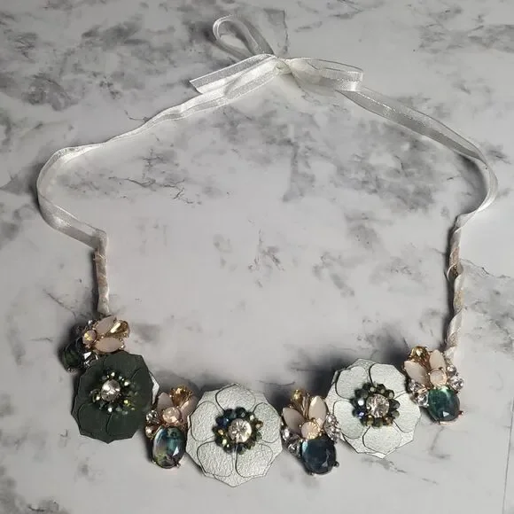 Repurposed Blue Flower Necklace