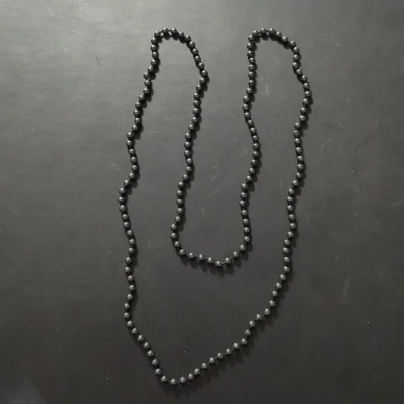 Black Hematite Gemstone Beaded Long Statement Necklace