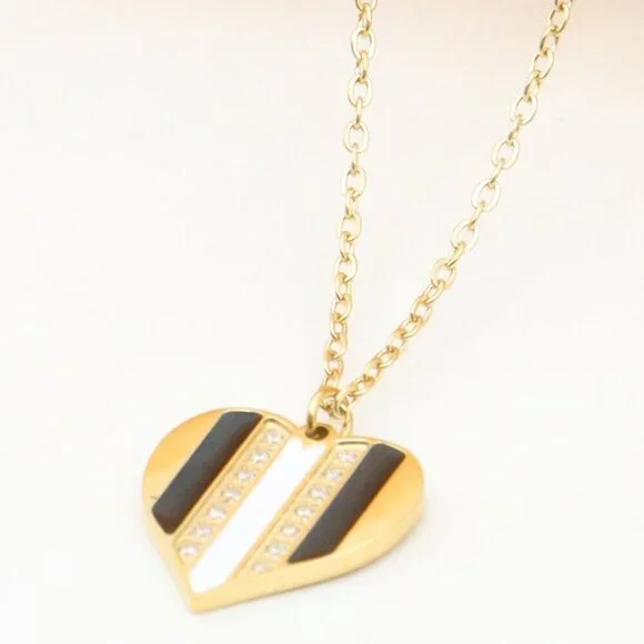 Gold Heart Pendant Yellow Necklace with Crystal Accent, XPNL0362