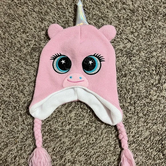 Pink Holographic Unicorn Knit Hat