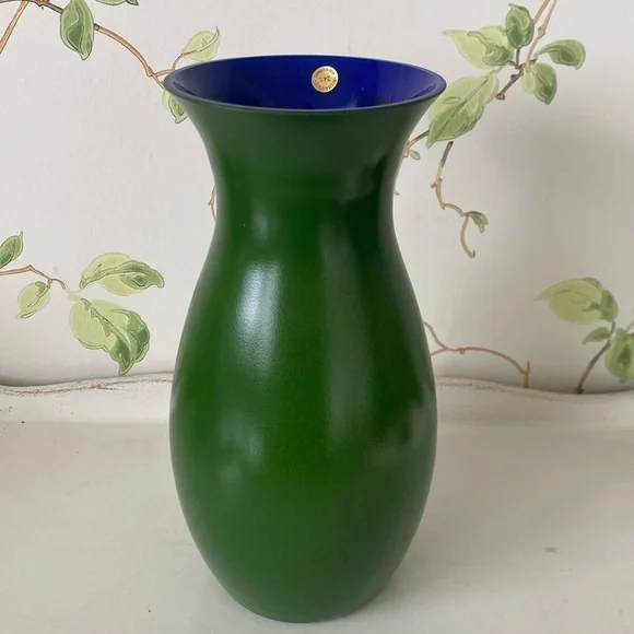 Bleikristall 24 Lead Crystal Green ‘Happiness’ Vase. Made in Germany