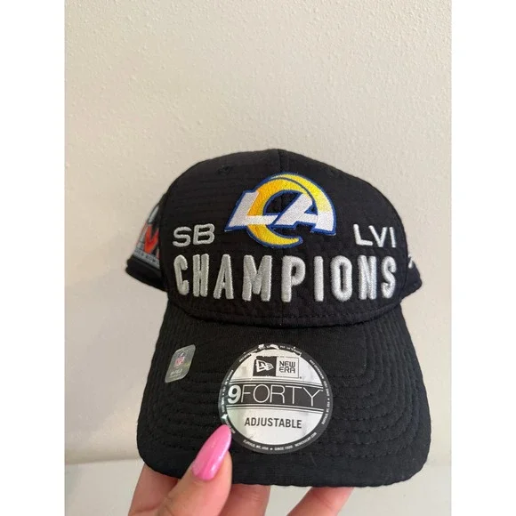 New Era Los Angeles Rams Super Bowl LVI Champions 9FORTY Adjustable Hat Black