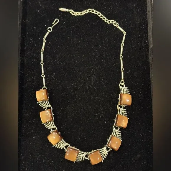 VTG Coro Brown Thermoset Necklace with Gold Tone Accents