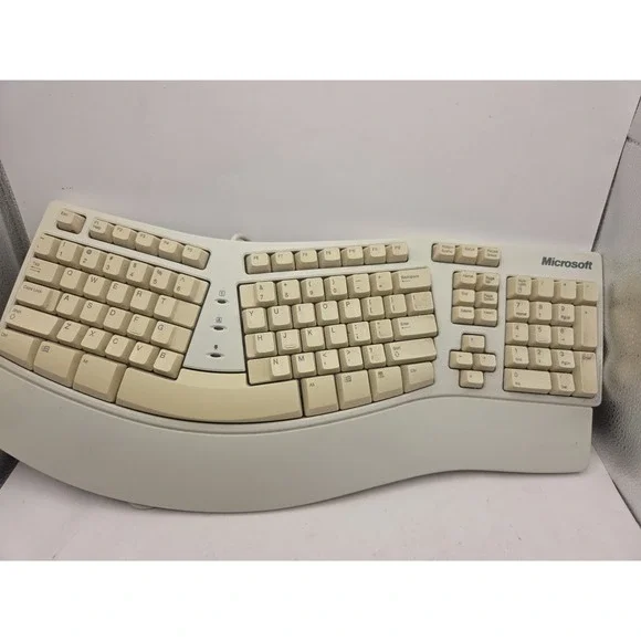 Vintage Microsoft Keyboard Natural Elite Ergonomic PS/2 X03-51764 E06401PS2