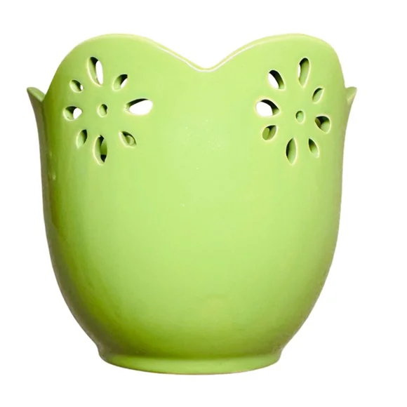 Vintage Decorative Lime Green Ceramic Flower Pot, 5