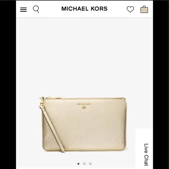 NWT Michael Kors Gold pebbled leather wristlet