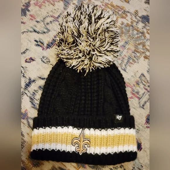 47 New Orleans Saints Black Gold Pom Knit Beanie NFL Football Hat OS