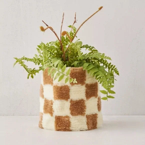 NWT Urban Outfitters Checkerboard Tufted Planter Cover