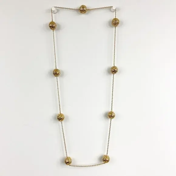 Gold Tone Endless Necklace With Large Beads