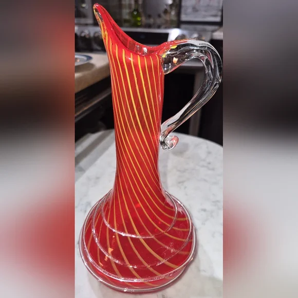 Vintage Murano Style Glass Vase 10.5 Inches Tall