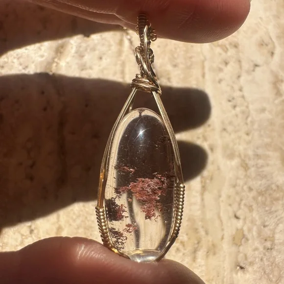 14k Gold Filled Lodolite Garden Quartz Burgundy Inclusions