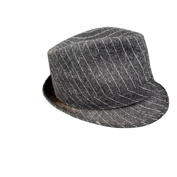 Target Kids Dark Gray Striped Wool Fedora Cap Size‎ 14 Casual Hat Retro