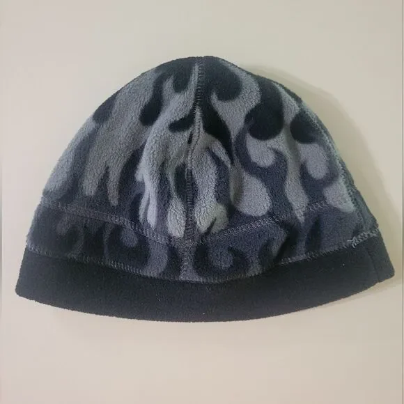 Youth Black Gray Fleece Flame Beanie Cap