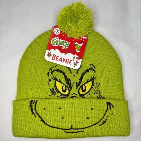 Dr. Suess Grinch Green Beanie with Pom Pom OS