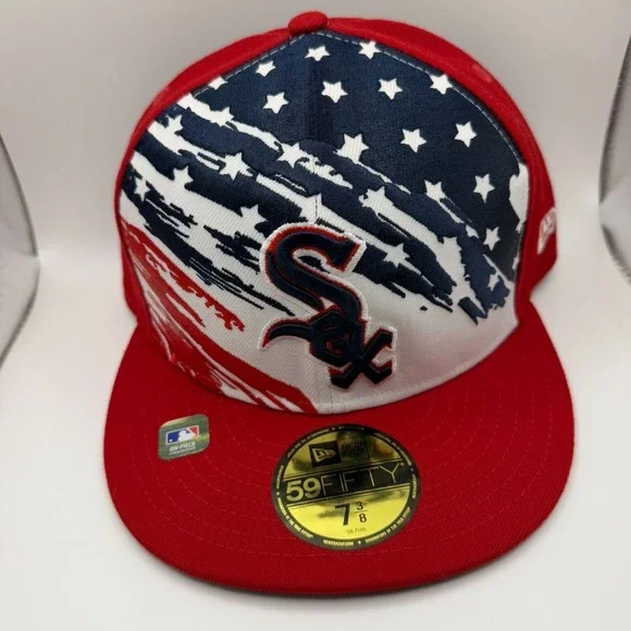 New Era 59Fifty Chicago White Sox 4th Of July Red/Blue Fitted Hat‎ Size 7 3/8