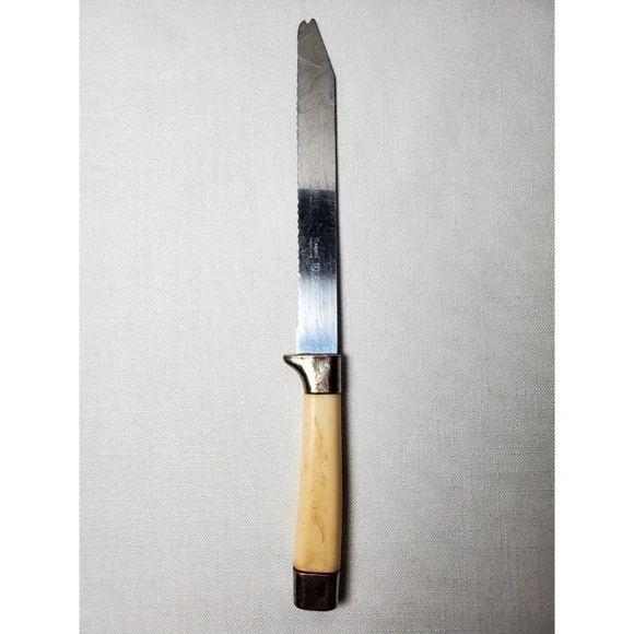 Vintage 1960s Miracle Worker Frozen Food Knife Carved Ivory Floral Handle MCM‎