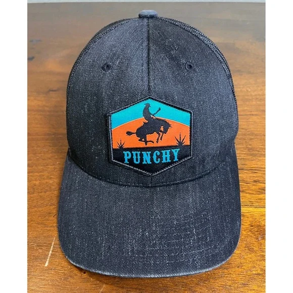Hooey Punchy Trucker Hat Black Snapback Rodeo Western Cowboy Cap OSFA