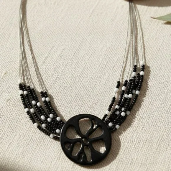 Chico's Black and White Bohemian Necklace