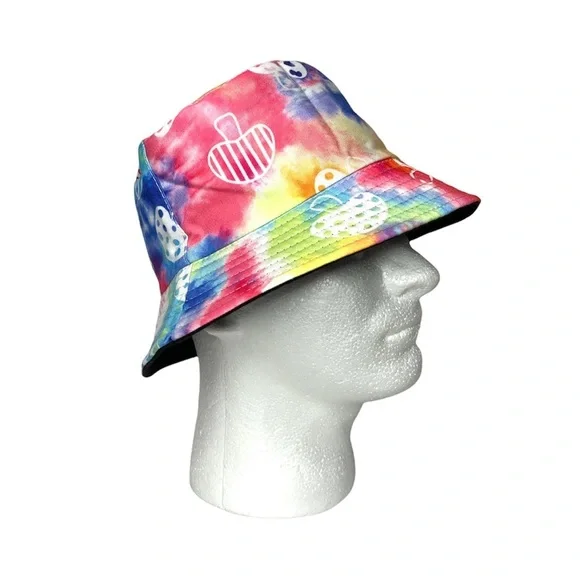 Tie Dyed Mushroom Reversible Unisex Bucket Hat Fishing Bucket Hat‎  Black Inside