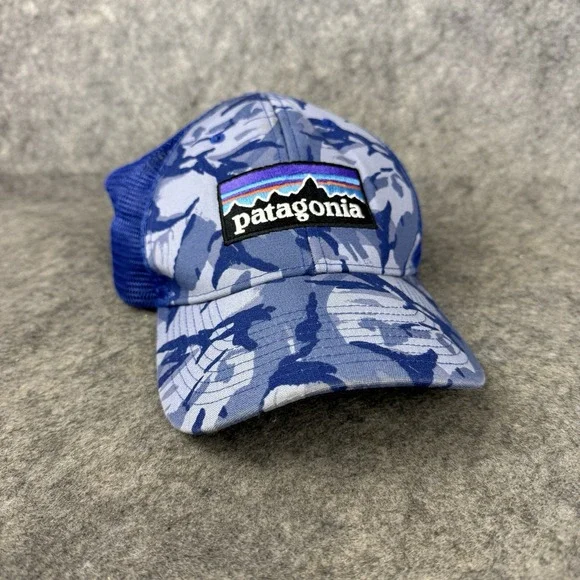 Patagonia Trucker Hat Blue‎  Camo Snapback Mesh Cap Hat Size: All