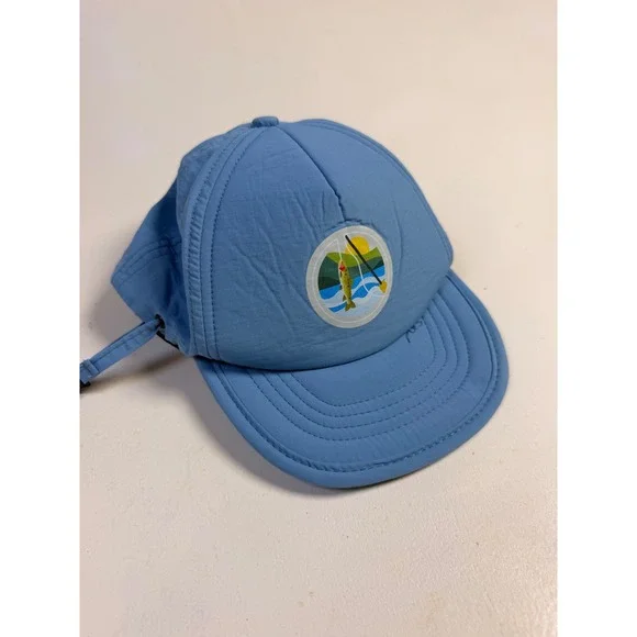 Bitty Brah Infant Hat Kids Infant Blue Excellent Fishing Patch Nylon Sun Cap